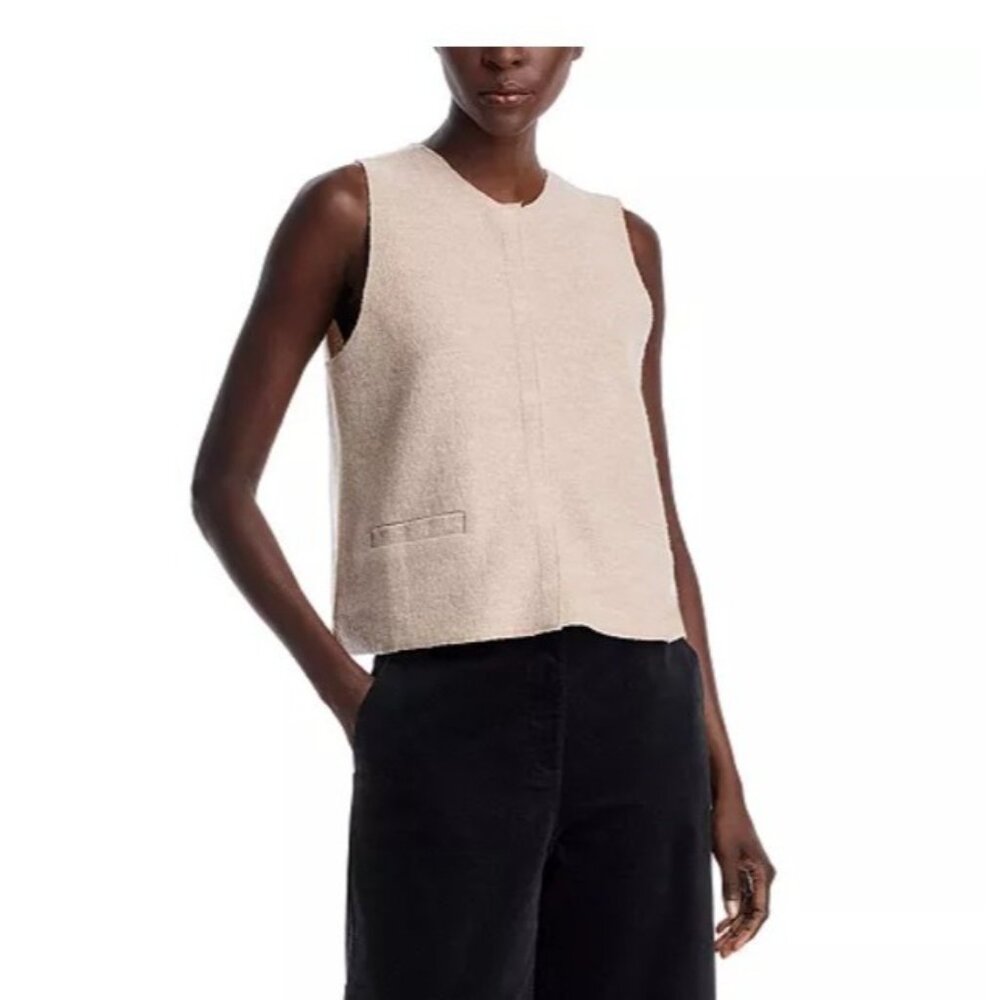 Eileen Fisher round neck sleeveless vest in Maple Oat Size 1X - Picture 2 of 6